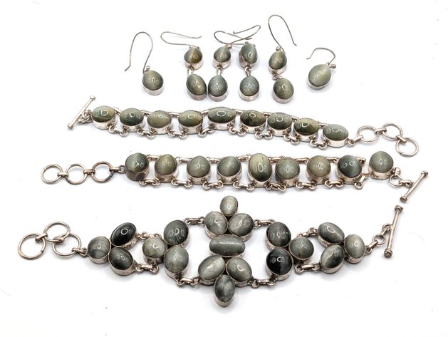 Image for Vintage Sterling Silver Bracelet And Earrings