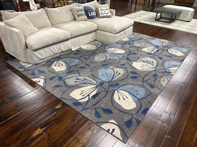 Image for Crate And Barrel Sectional Couch With Pillows And Area Rug