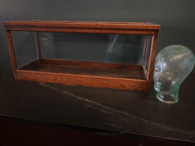 Image for Vintage Glass Manequin Head With Glass Display Case