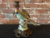 Meissen Style Porcelain Parrot Candlestick