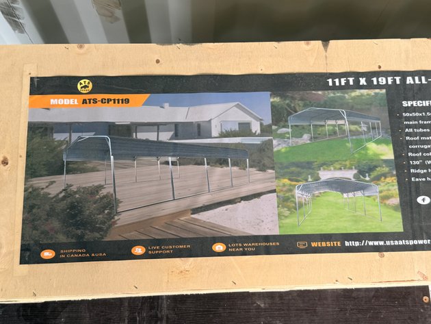 Image for ATS Power 11' x 19' Steel Carport w/ 10' Open Sidewalls