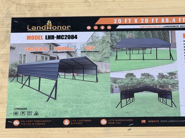 Image for LandHonor 20' x 20' x 8.4' Steel Carport