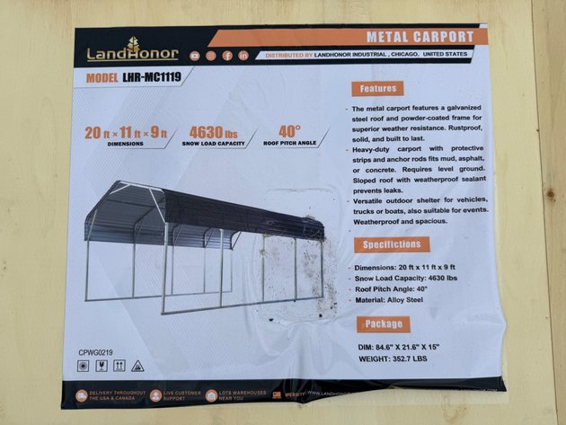 Image for LandHonor 20' x 11' x 9' Metal Carport