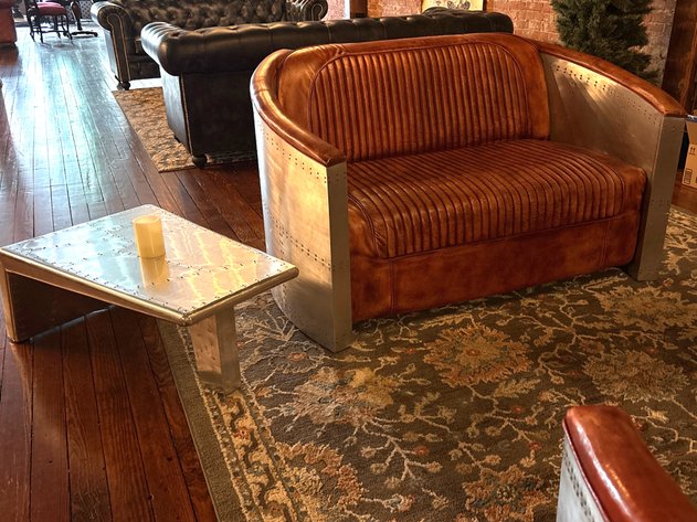 Image for Aviator Style Love Seat With Table