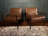 Puckman Brown Leather Accent Chairs