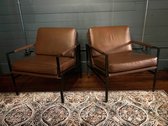 Puckman Brown Leather Accent Chairs