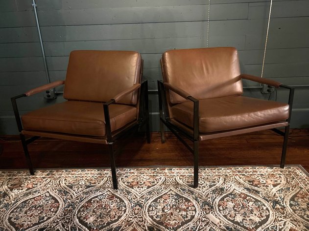 Image for Puckman Brown Leather Accent Chairs