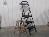 Folding Metal Step Ladder And Wooden Step Stool