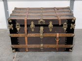 Antique H. Meyer And Fendebrock Trunk Co. Flat-Top Steamer Trunk