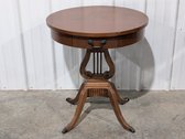 Round Wooden Lyre-Base Pedestal Drum Table