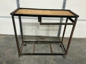 Fabricated Steel Rolling Cart With Wooden Top