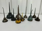 11 Vintage Thumb Pump Oil Cans