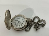 Embossed Eagle Hunter Case Quartz Pocket Watch With Chain