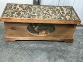 Rustic Wood Bench With Deer Motif