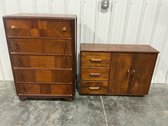 Wooden Dresser, Credenza And Desk Set
