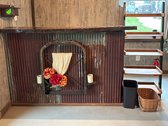 Rustic Wood And Metal Bar Counter