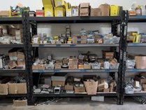 Industrial Shelves Loaded With Electrical Supplies