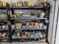 Industrial Shelves Loaded With Electrical Supplies