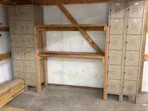 Metal Lockers And Wooden Shelving