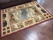 Rustic Cabin Wildlife Motif Area Rug