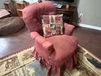 Upholstered Skirted Armchair With Pillow