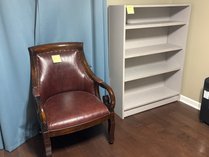 Wooden Armchair And Laminate Bookcase