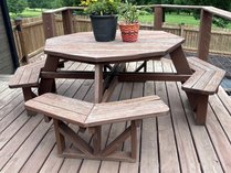Octagonal Wooden Picnic Table Set