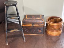 Wooden Step Stool Trunk And Bucket