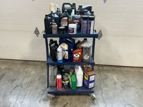 Rolling Cart With Assorted Shop Fluids