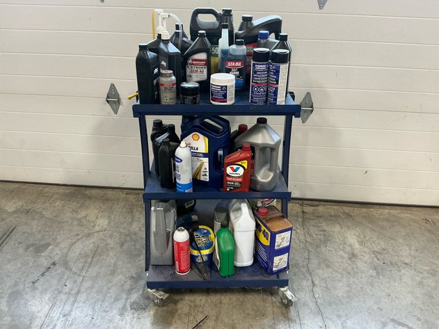 Image for Rolling Cart With Assorted Shop Fluids