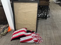 Black Frame Shadow Box And Afghan Blankets