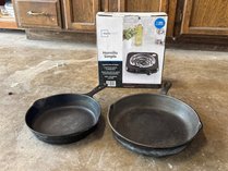 Mainstays Burner And Cast Iron Skillets