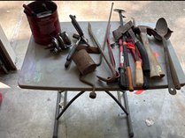 Folding Table And Assorted Hand Tools