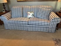Plaid Upholstered Two Seat Sofa