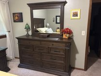 7-Drawer Dark Wood Dresser With Mirror