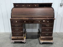 Vintage Wooden Roll-Top Style Desk