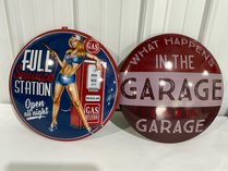 Two Round Novelty Metal Signs
