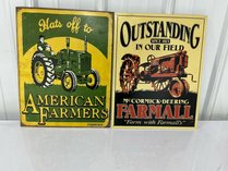 Two Metal Farm Advertising Signs