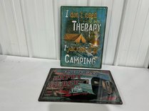 Two Novelty Camping Tin Signs
