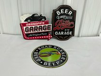 Three Novelty Metal Garage Signs