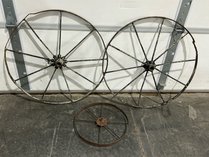 3 Antique Metal Implement Wheels