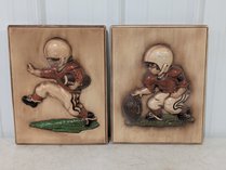 Vintage 3D Molded Football Plaques