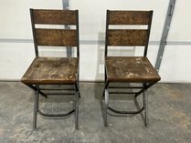 Two Industrial Wood And Metal Chairs
