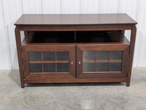 Wood Media Console With Glass Doors