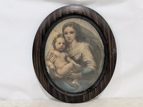 Oval Framed Madonna And Child Art