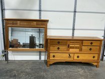 Mission Style Wood Dresser And Mirror