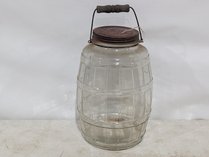 Vintage Glass Barrel Jar With Bail Handle