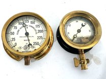 Two Vintage Brass Pressure Gauges
