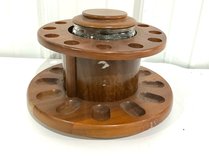 Round Wooden Pipe Stand With Glass Jar