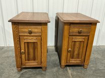 Two Oak Finish End Tables